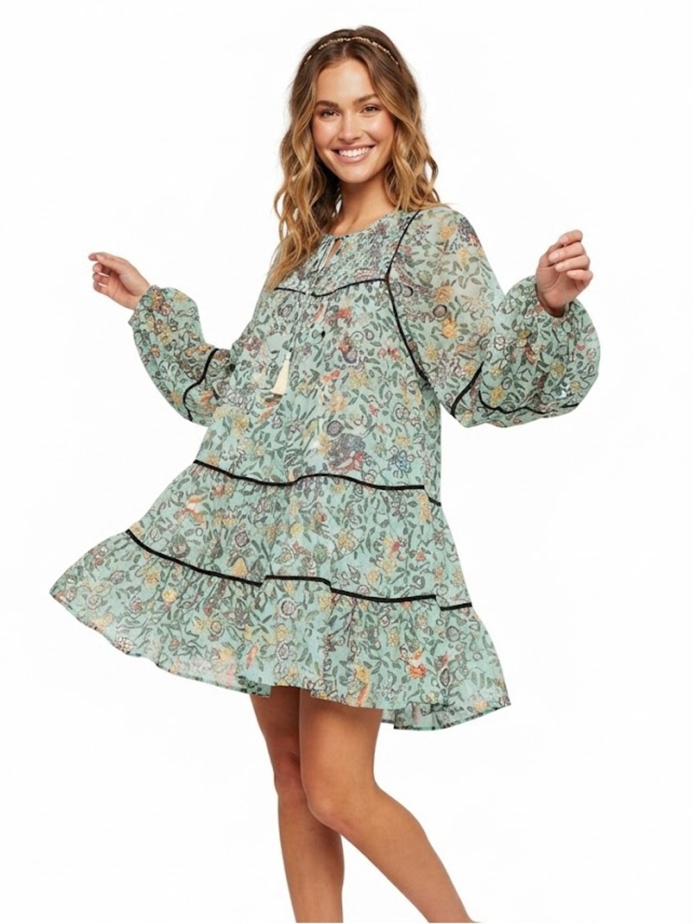 Free People Free Swinging Mini Dress Bohemian Metallic Paisley Size XS